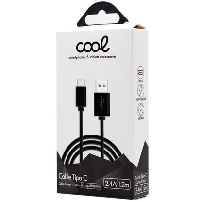 Câble USB universel compatible COOL TYPE-C (1,2 mètre) noir 2,4 A