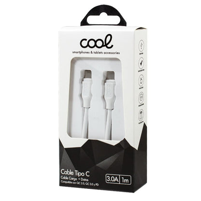 Câble USB universel compatible COOL TYPE-C vers TYPE-C (1 mètre) Blanc 3 A