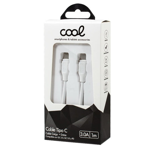 Câble USB universel compatible COOL TYPE-C vers TYPE-C (1 mètre) Blanc 3 A