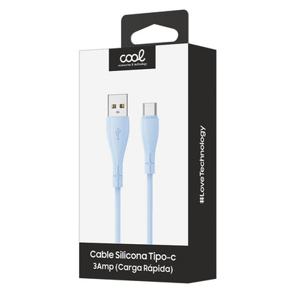 Câble USB COOL Universel Silicone Type C (1 mètre) Bleu Clair