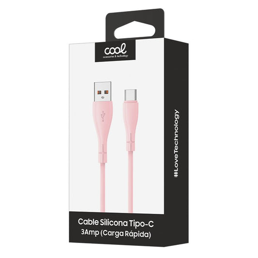 Câble USB COOL Universel Silicone Type C (1 mètre) Rose