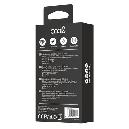 Câble USB universel en silicone COOL Type C vers Type C (1 mètre) Bleu clair
