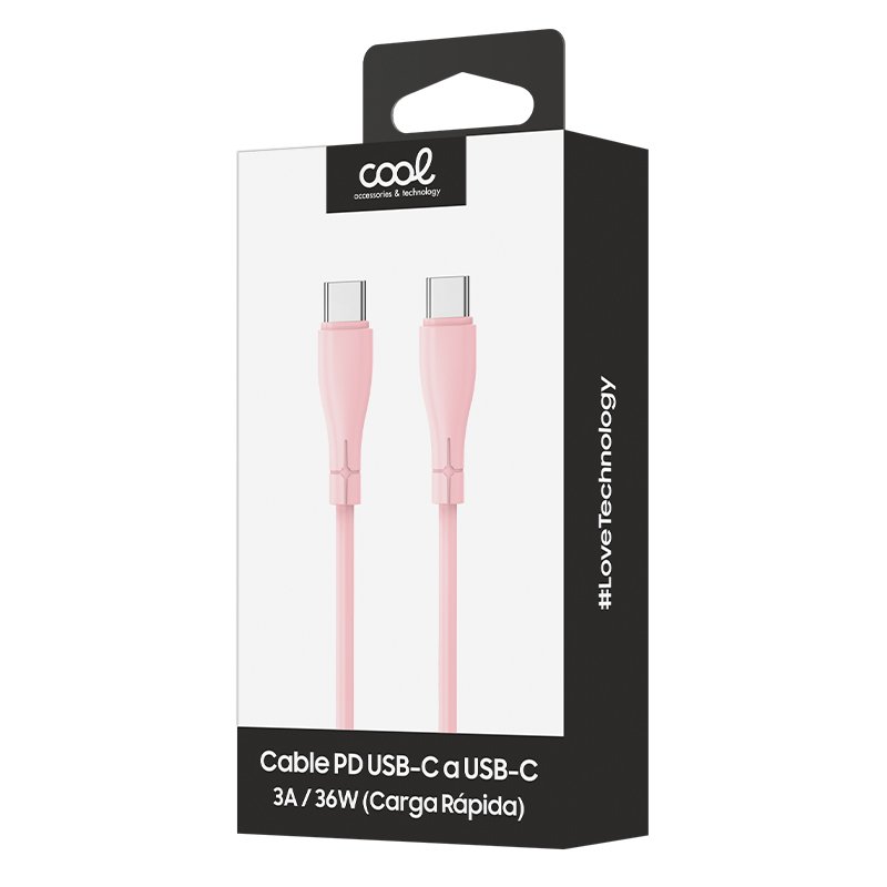 Câble USB universel en silicone COOL Type C vers Type C (1 mètre) Rose