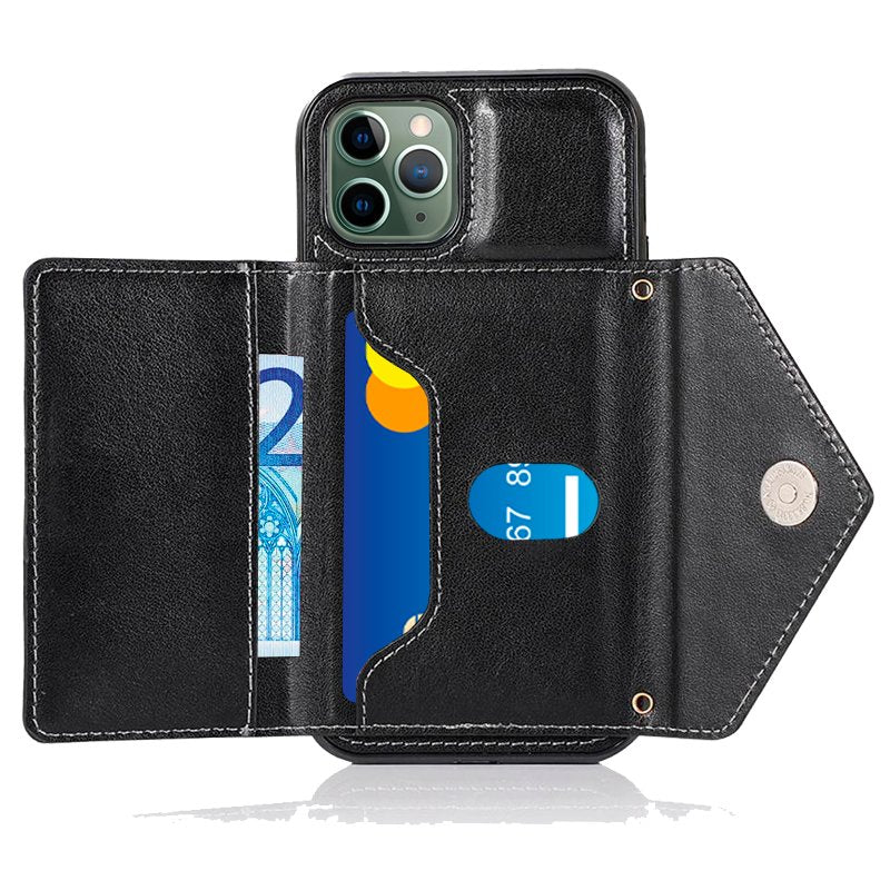 Étui portefeuille tendance pour iPhone 11 Pro Max, noir