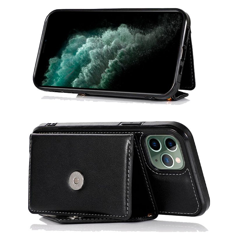 Étui portefeuille tendance pour iPhone 11 Pro Max, noir