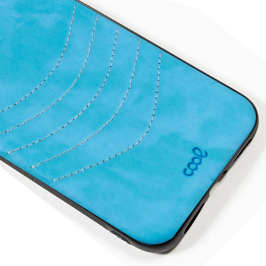 Étui en cuir avec broderie bleu clair pour iPhone 11 Pro Max