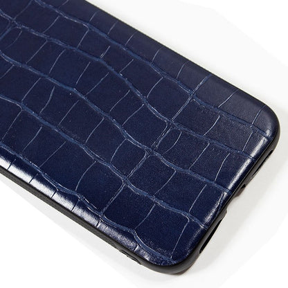 Coque cool pour iPhone 11 Pro Max en cuir crocodile bleu marine