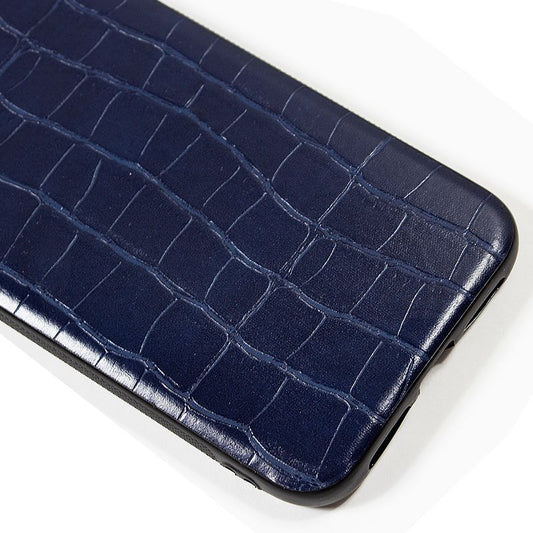 Coque cool pour iPhone 11 Pro Max en cuir crocodile bleu marine