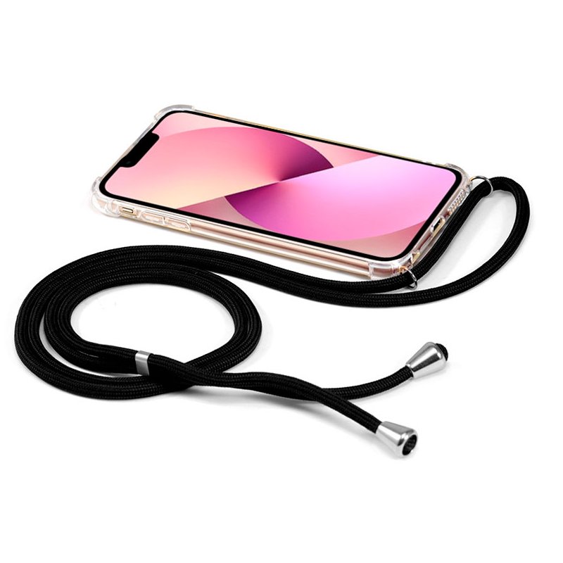 Coque iPhone 13 tendance avec cordon noir