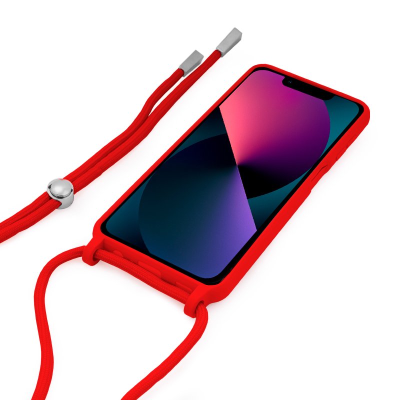 Coque cool pour iPhone 13 mini avec cordon rouge lisse