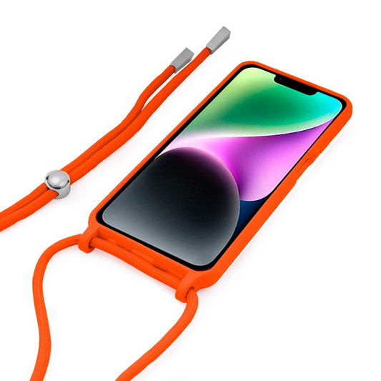 Coque cool pour iPhone 14 avec cordon orange lisse