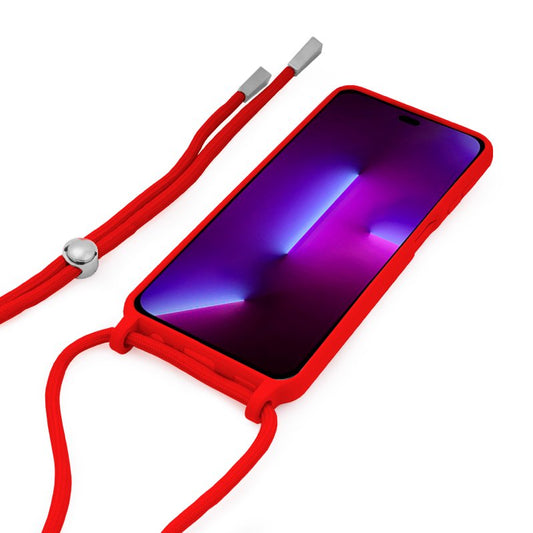 Coque cool pour iPhone 14 Pro avec cordon rouge lisse