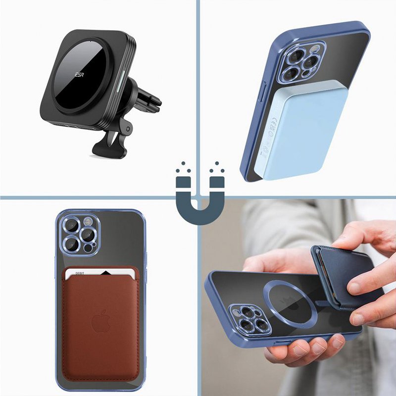 Coque magnétique pour iPhone 15 avec bord marin
