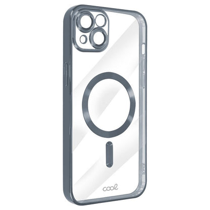 Coque magnétique pour iPhone 15 avec bord argenté