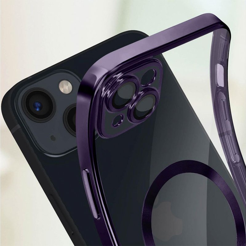 Coque magnétique pour iPhone 15 avec bord rose