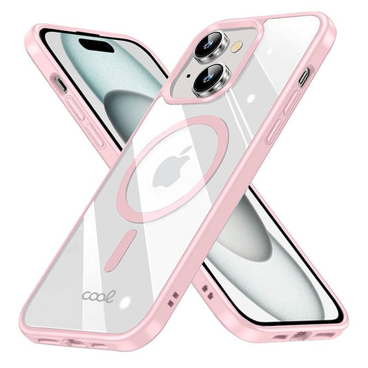 Coque magnétique pour iPhone 15 avec bord rose