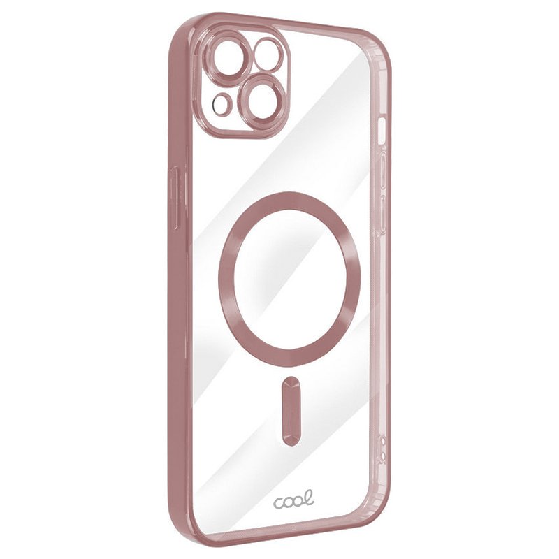 Coque magnétique pour iPhone 15 avec bord rose