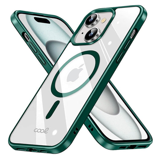Coque magnétique pour iPhone 15 avec bord vert