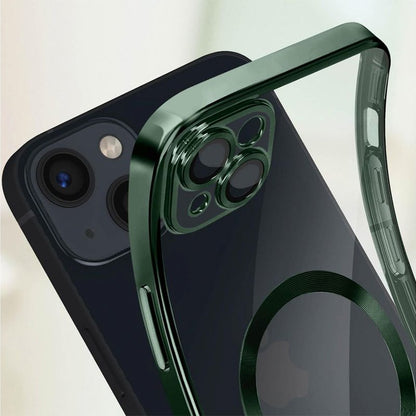 Coque magnétique pour iPhone 15 avec bord vert