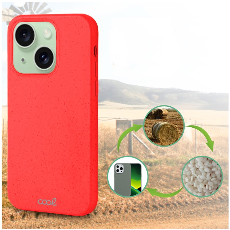 Coque Cool pour iPhone 15 Plus Eco Biodégradable Rouge