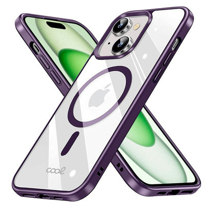 Coque magnétique pour iPhone 15 Plus avec bords violets