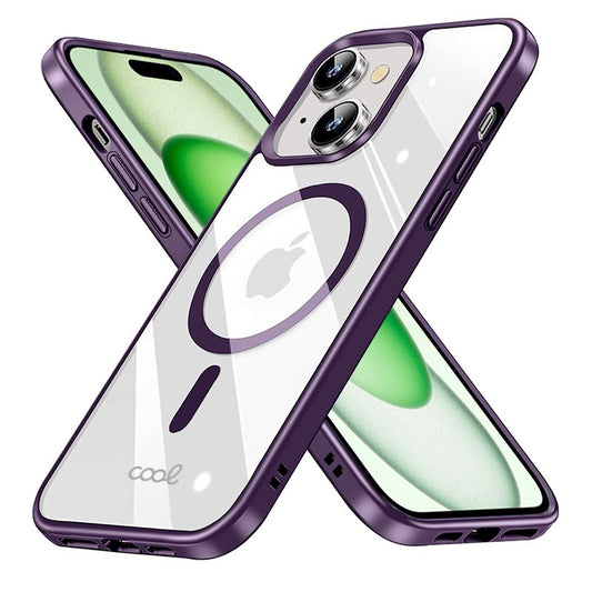 Coque magnétique pour iPhone 15 Plus avec bords violets
