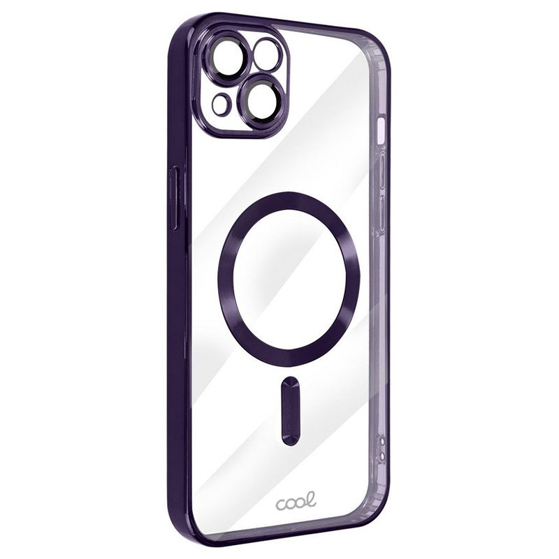 Coque magnétique pour iPhone 15 Plus avec bords violets