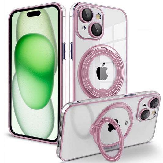 Coque cool pour iPhone 15 Plus avec anneau magnétique rose