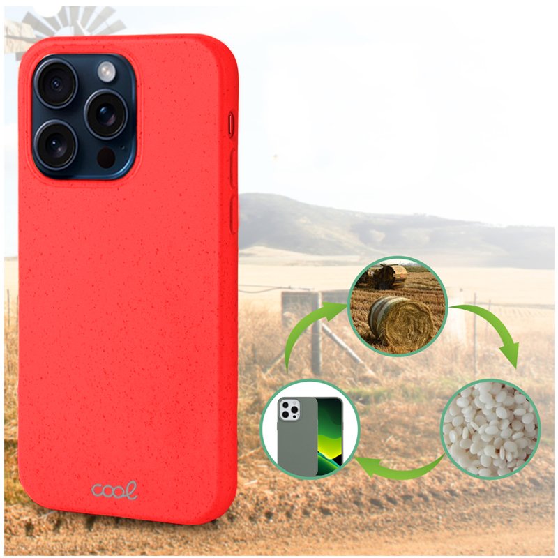 Coque Cool pour iPhone 15 Pro Eco Biodégradable Rouge