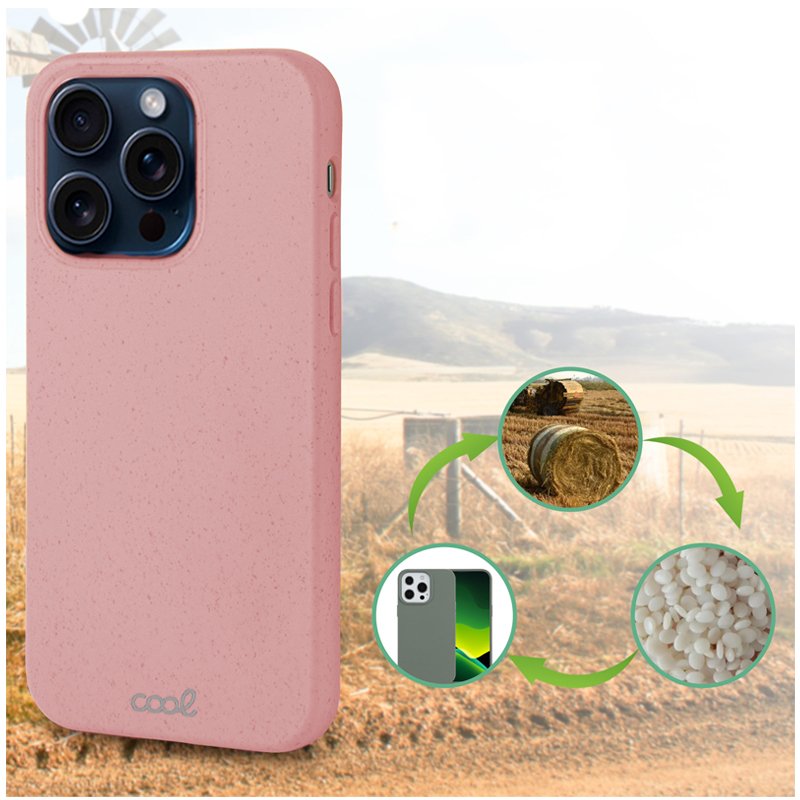 Coque Cool pour iPhone 15 Pro Eco Biodégradable Rose