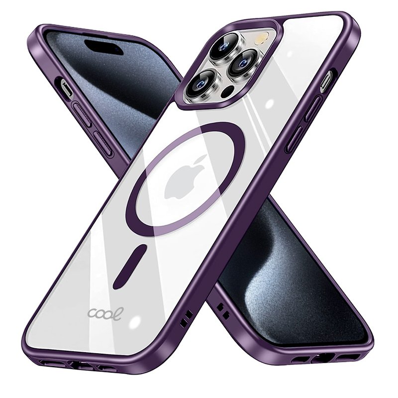 Coque magnétique pour iPhone 15 Pro avec bords violets