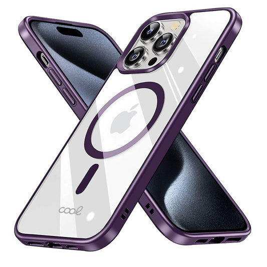 Coque magnétique pour iPhone 15 Pro avec bords violets