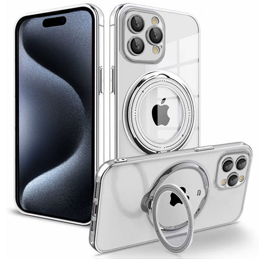 Coque cool pour iPhone 15 Pro avec anneau magnétique argenté