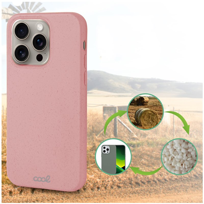 Coque Cool pour iPhone 15 Pro Max Eco Biodégradable Rose