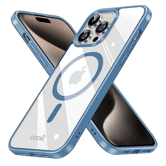 Coque magnétique pour iPhone 15 Pro Max avec bords bleu clair