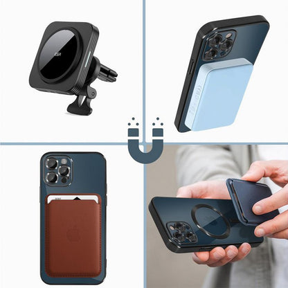 Coque magnétique pour iPhone 15 Pro Max avec bords argentés