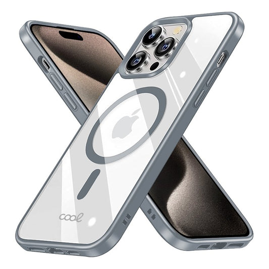 Coque magnétique pour iPhone 15 Pro Max avec bords argentés