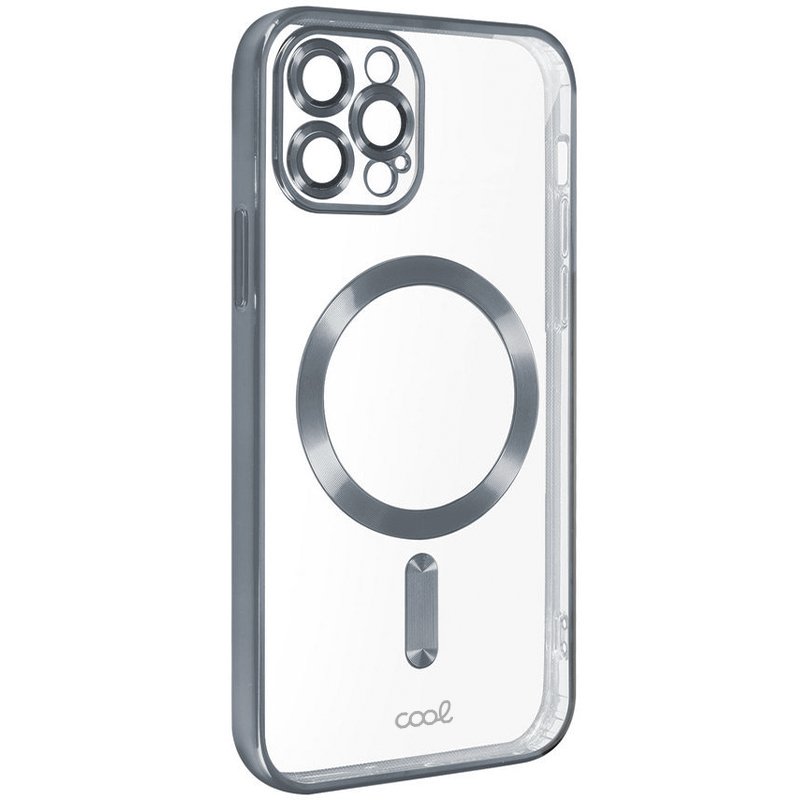 Coque magnétique pour iPhone 15 Pro Max avec bords argentés