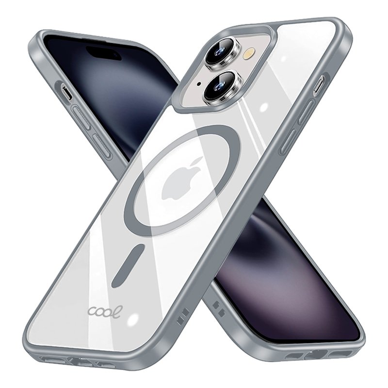 Coque magnétique pour iPhone 16 avec bord argenté