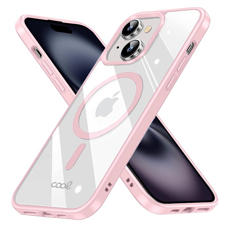 Coque magnétique pour iPhone 16 avec bord rose