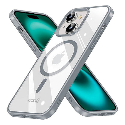Coque magnétique pour iPhone 16 Plus avec bord argenté