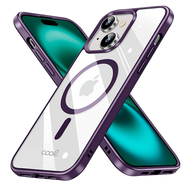 Coque magnétique pour iPhone 16 Plus avec bords violets