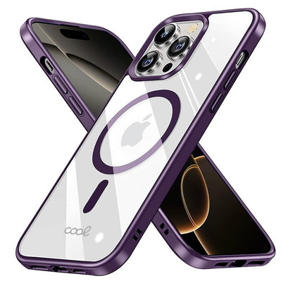 Coque magnétique pour iPhone 16 Pro avec bords violets
