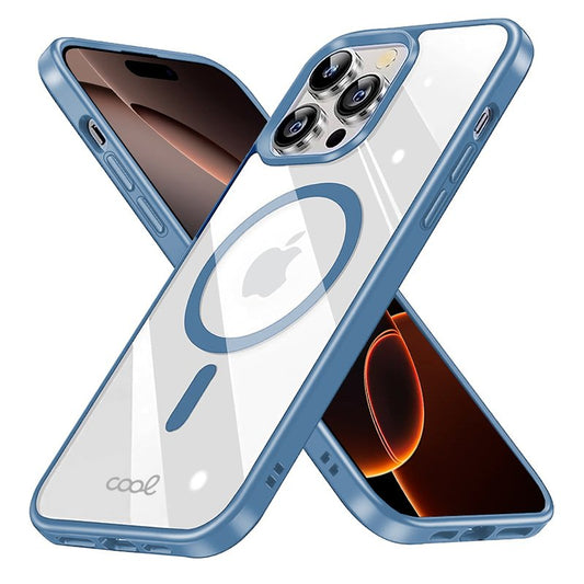 Coque magnétique pour iPhone 16 Pro Max avec bords bleu clair
