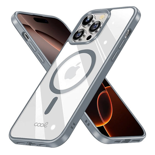 Coque magnétique pour iPhone 16 Pro Max avec bords argentés