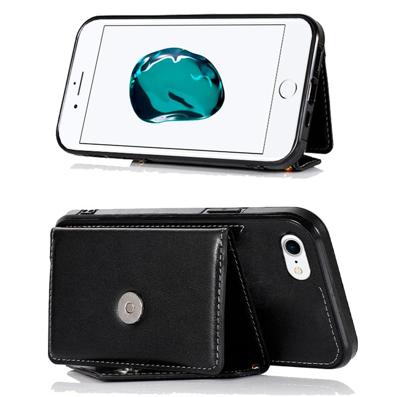 Coque portefeuille tendance pour iPhone 7/8/SE (2020)/SE (2022) avec pendentif noir