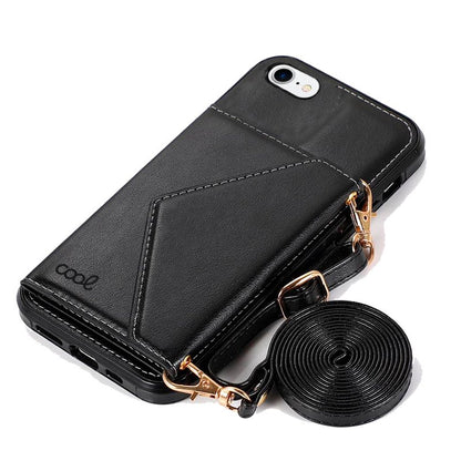 Coque portefeuille tendance pour iPhone 7/8/SE (2020)/SE (2022) avec pendentif noir