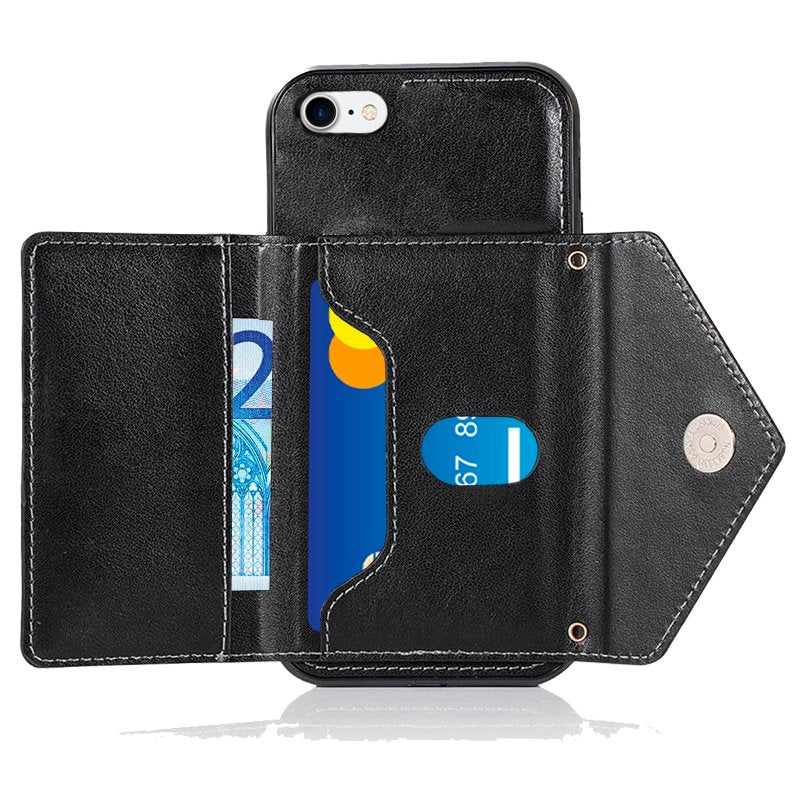 Coque portefeuille tendance pour iPhone 7/8/SE (2020)/SE (2022) avec pendentif noir