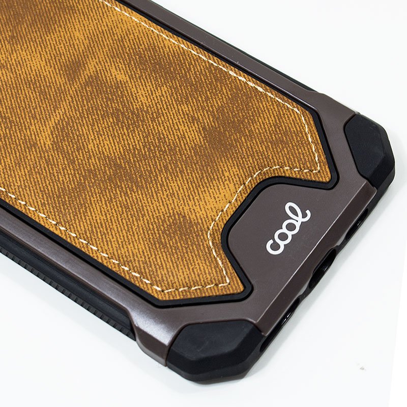 Coque rigide en tissu marron pour iPhone XS Max