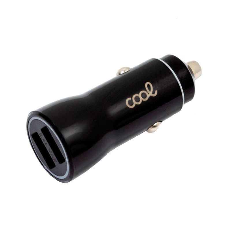 Chargeur de voiture avec câble micro USB (2 x USB) COOL 2,4 A Kit 2 en 1 Noir
